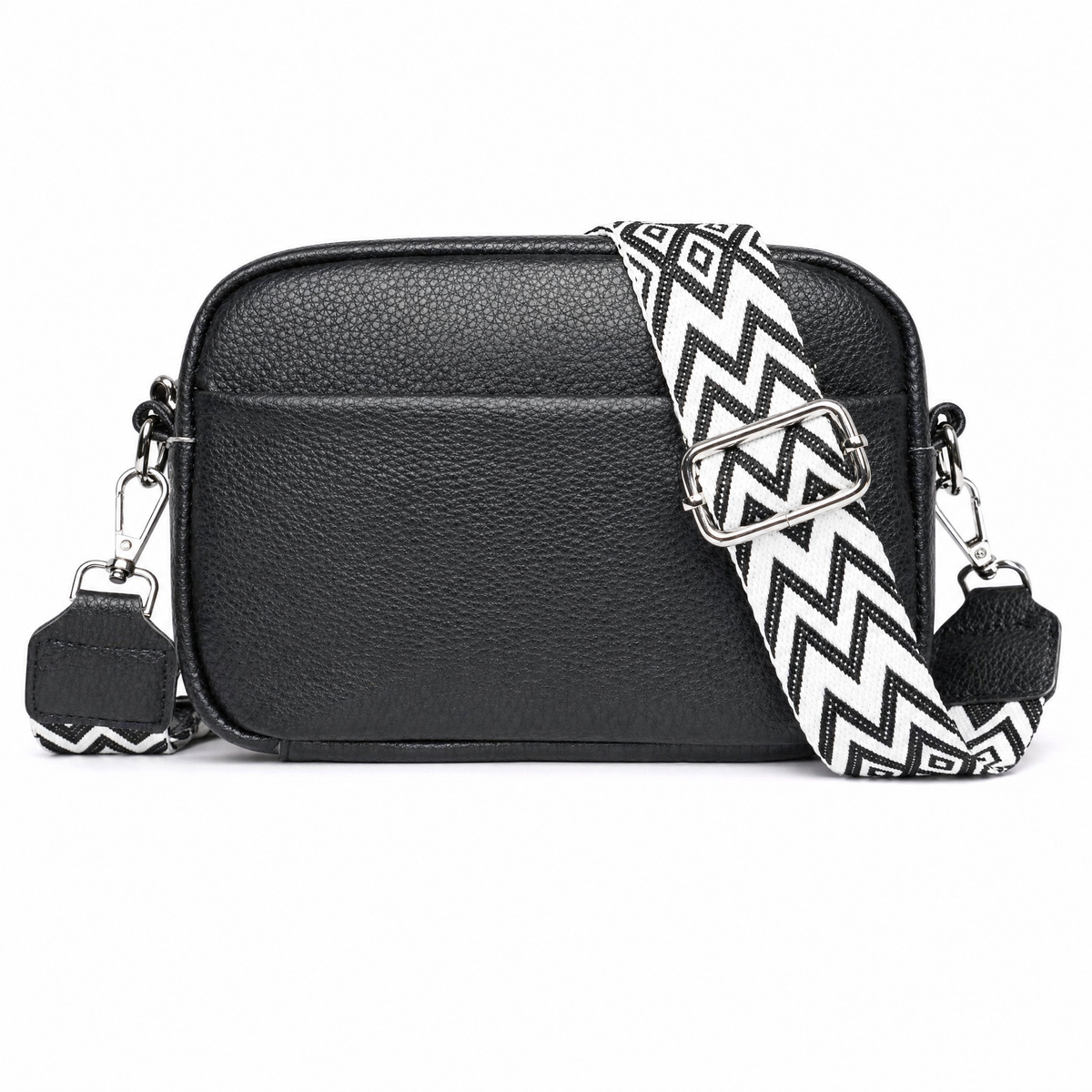 Harlow Faux Leather Crossbody Bag in Black