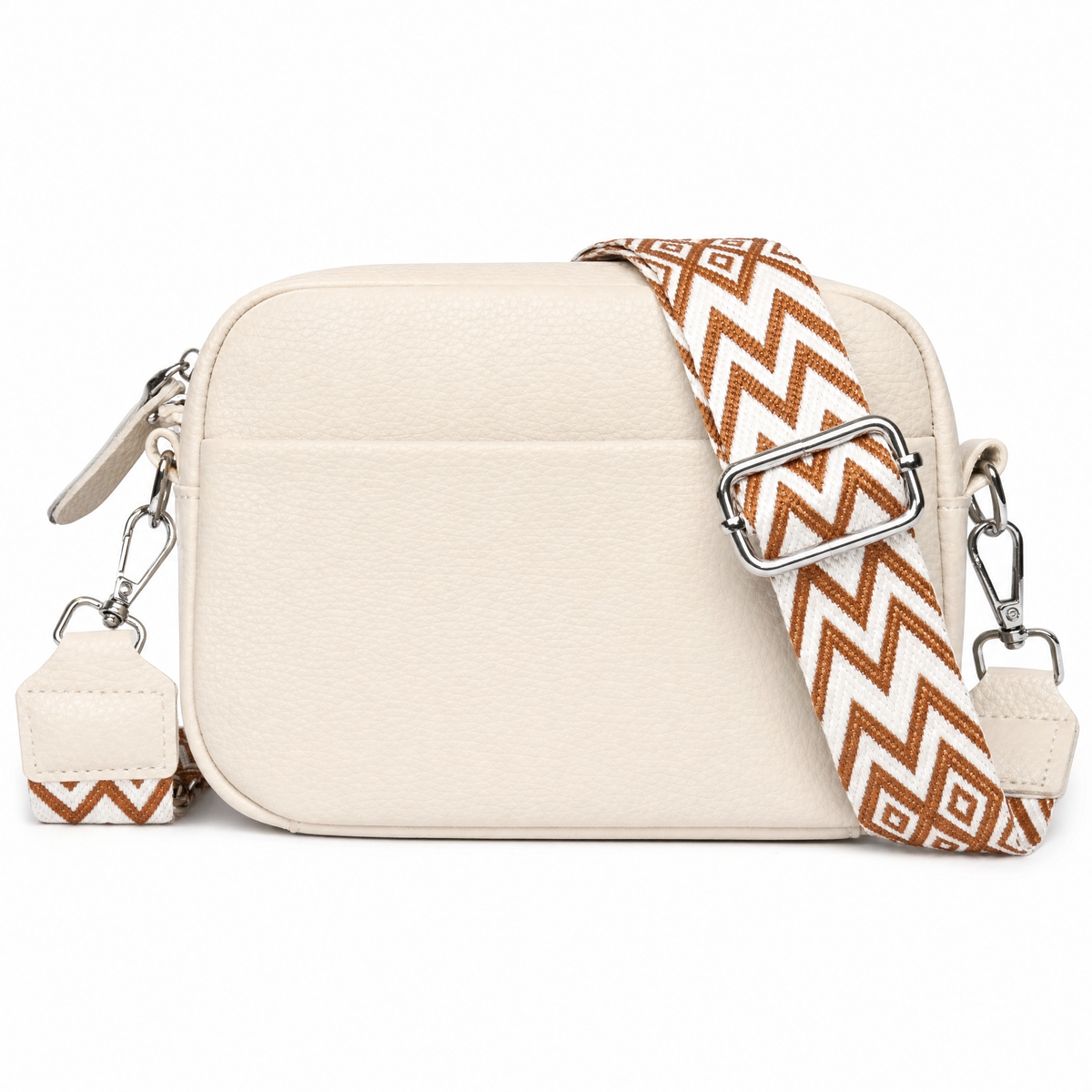 Harlow Faux Leather Crossbody Bag in Beige