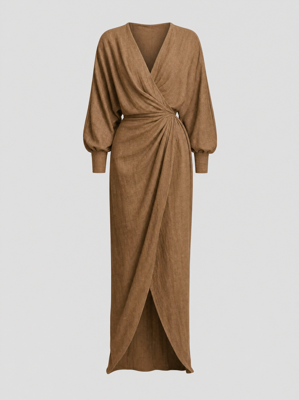 Adalina women's linen blend maxi dress in Brown