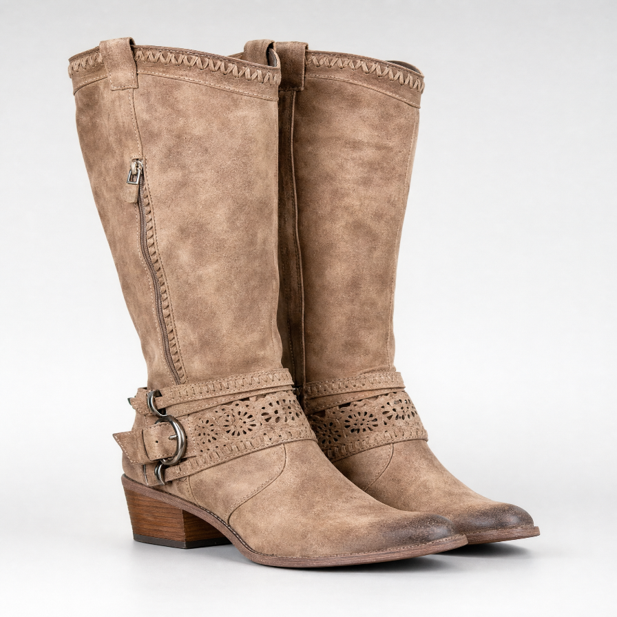 Dakota women's faux leather cowboy boots in Khaki