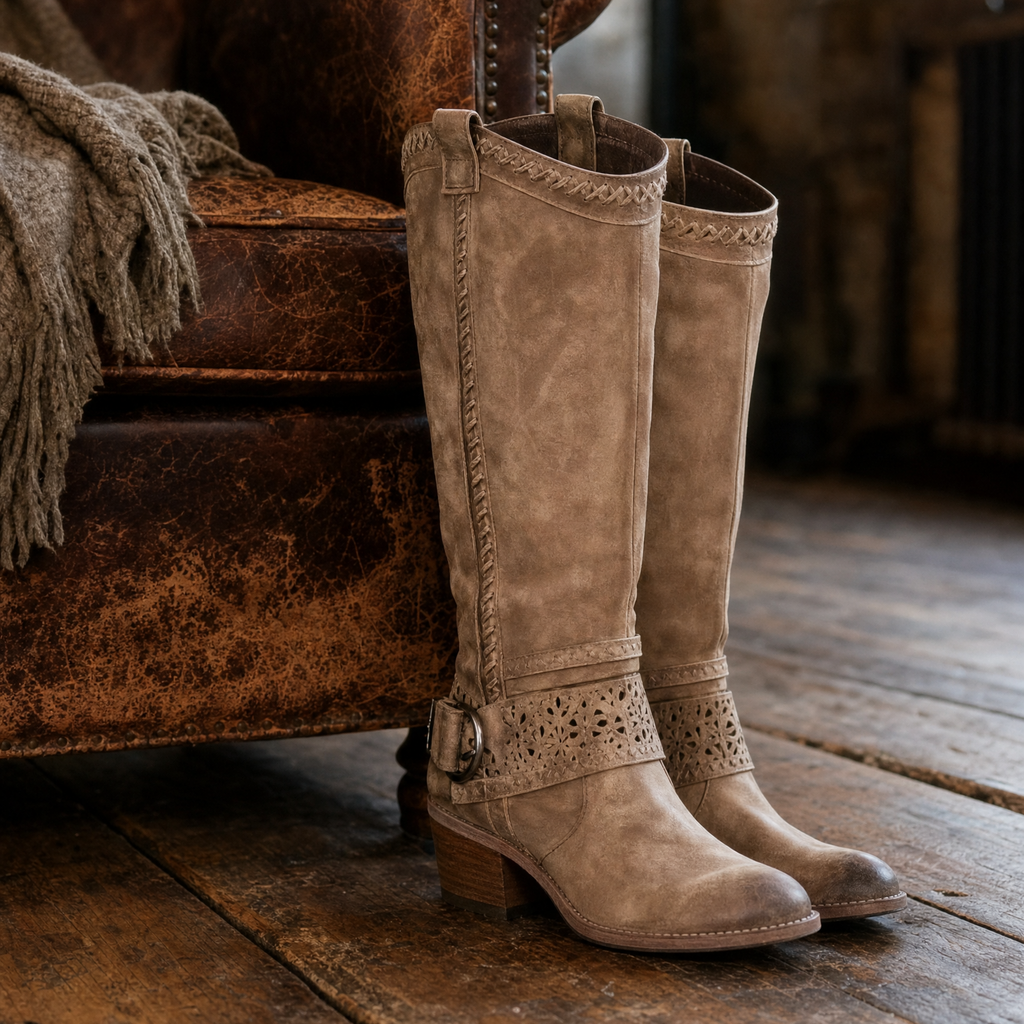 Dakota women's faux leather cowboy boots, view 3