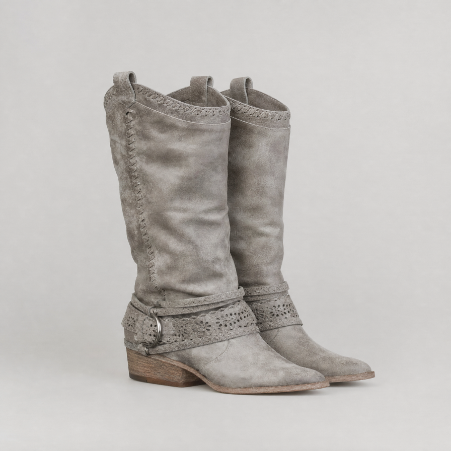 Dakota women's faux leather cowboy boots in Grey