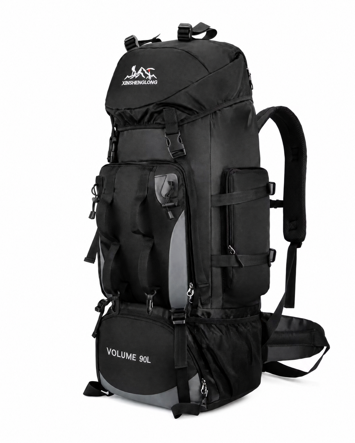 Explorer 90L Water-Resistant Hiking Backpack in Black