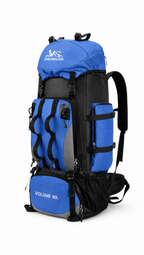 Explorer 90L Water-Resistant Hiking Backpack in Blue