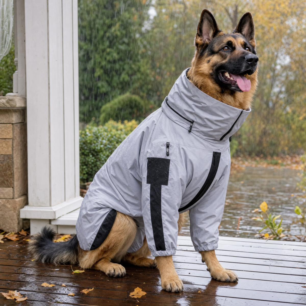 Trailguard Water-Resistant Dog Raincoat with Reflective Shell, view 2