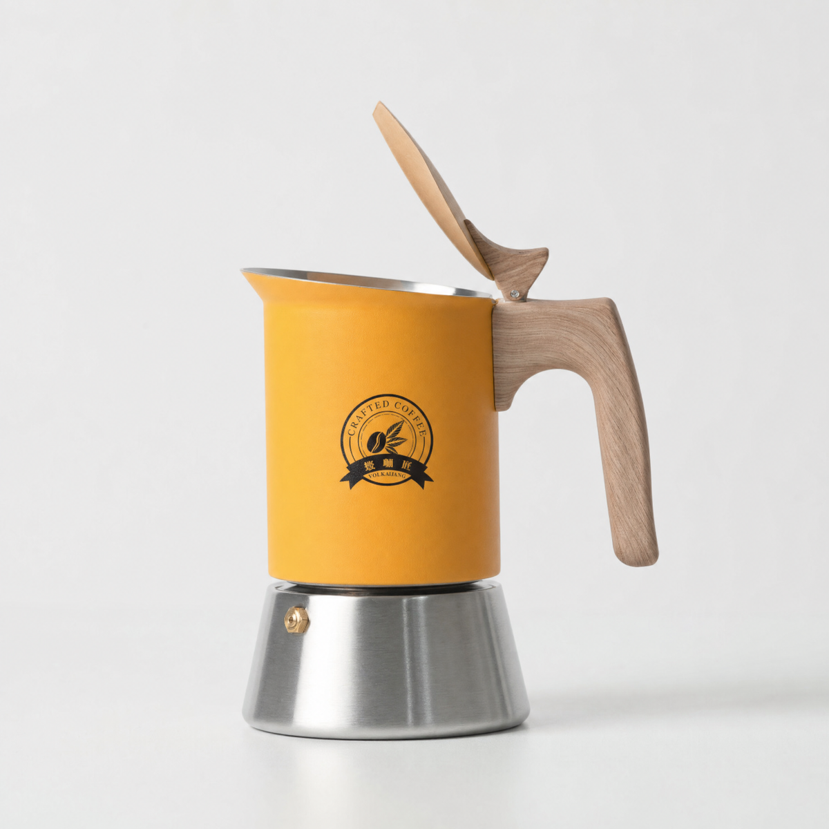 Amberbrew Moka Pot Coffee Maker with Wooden Handle, view 5