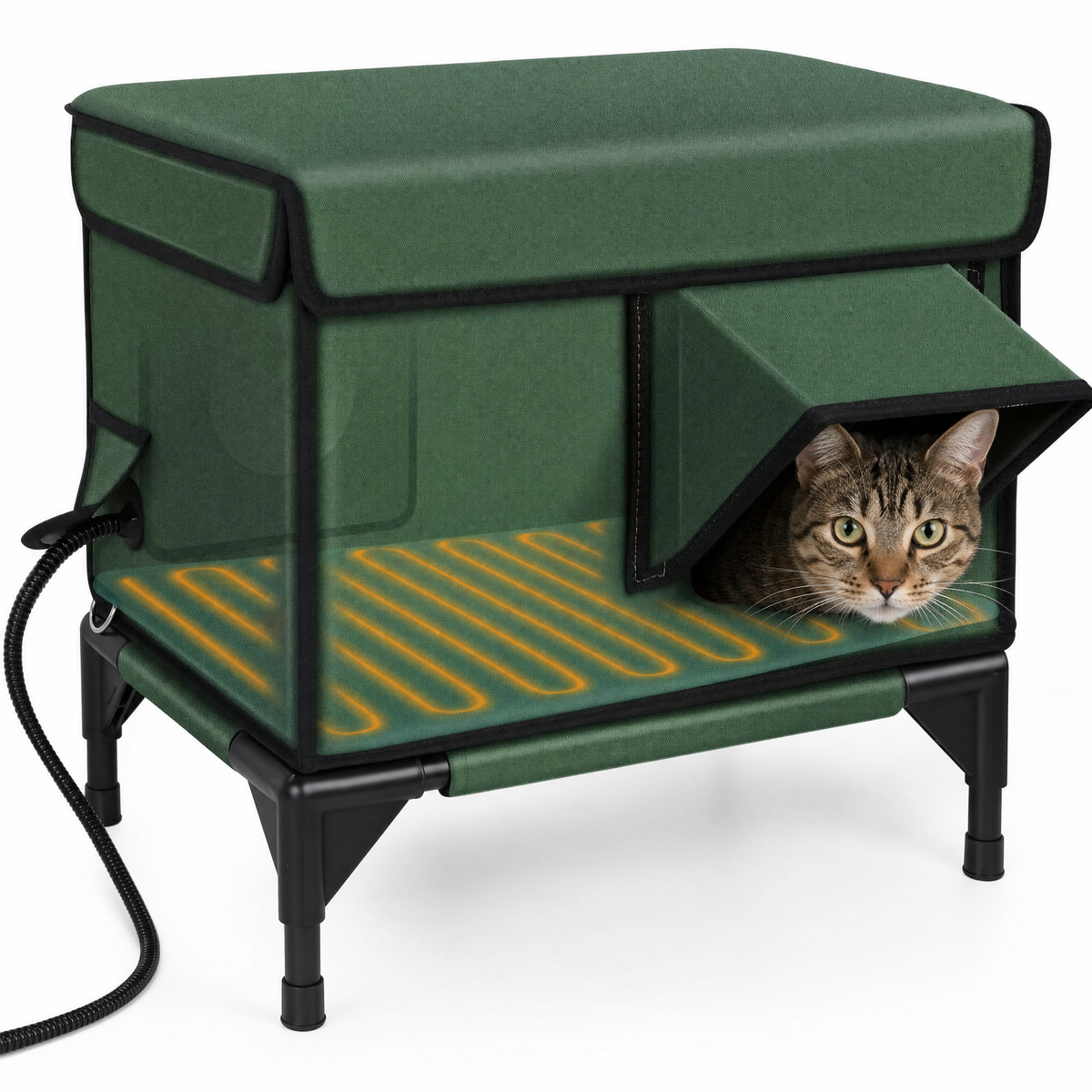 Winterbourne Heated Outdoor Cat House with Insulation & Escape Door, view 4