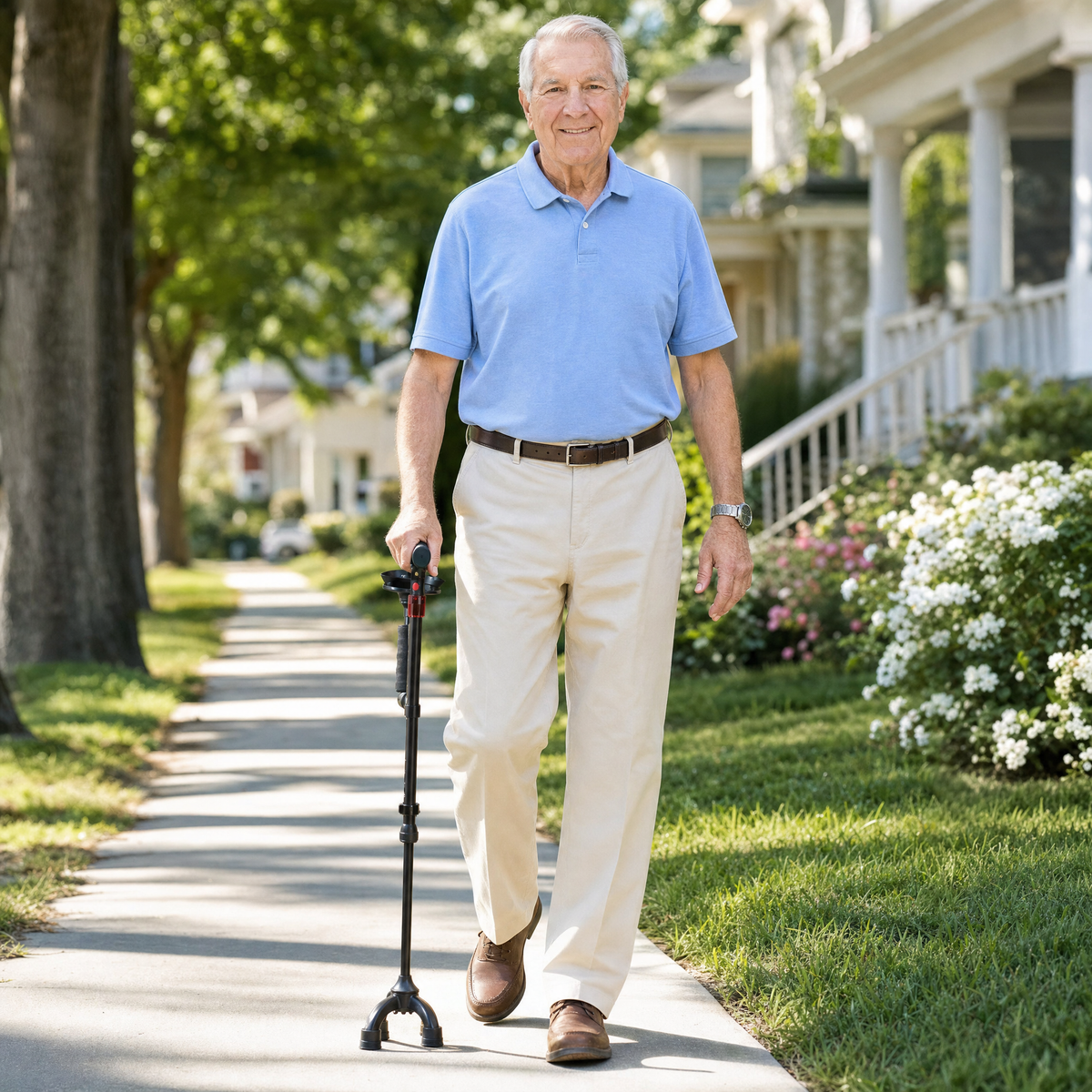 Steadygrip Adjustable Walking Cane with LED Light & Alarm Function