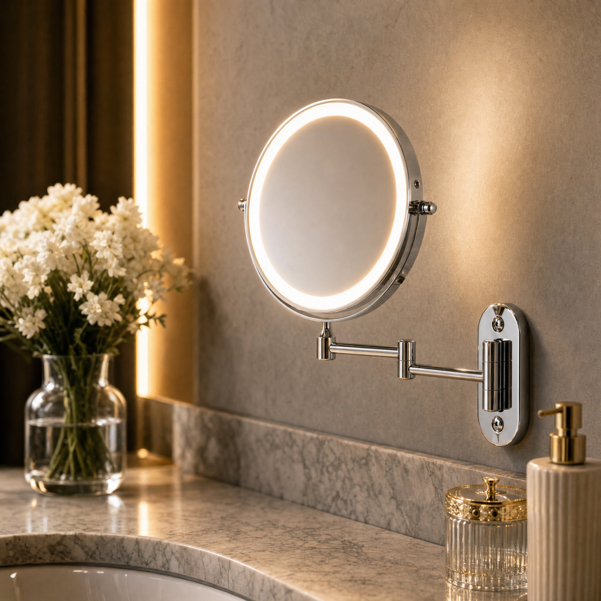 Mirelle LED Makeup Mirror with Extendable Arm, view 3