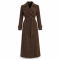 Belgravia women's long faux suede trench coat in Coffee