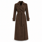 Belgravia women's long faux suede trench coat in Coffee