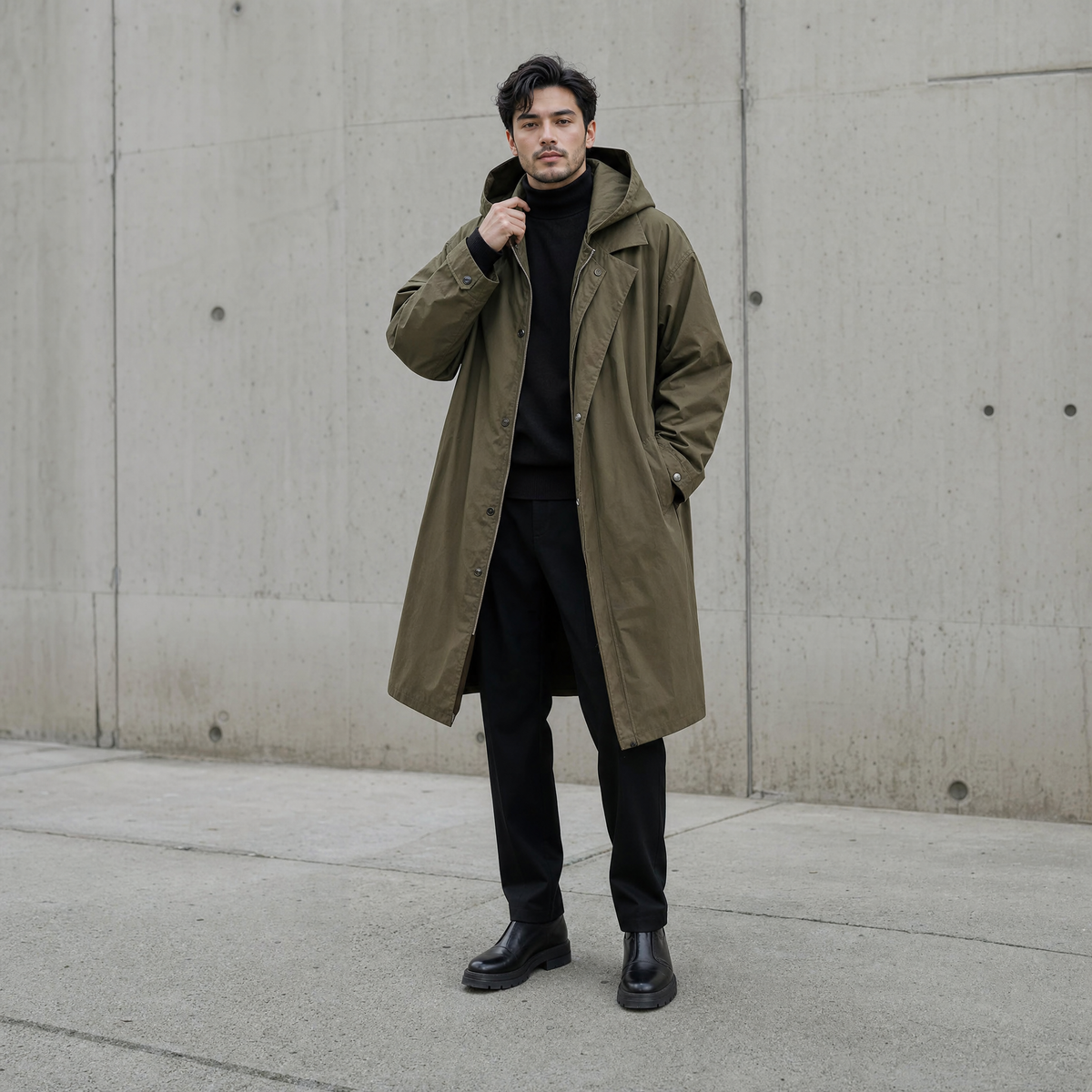 Northgale Men's Water-Resistant Trench Coat with Adjustable Hood, view 3