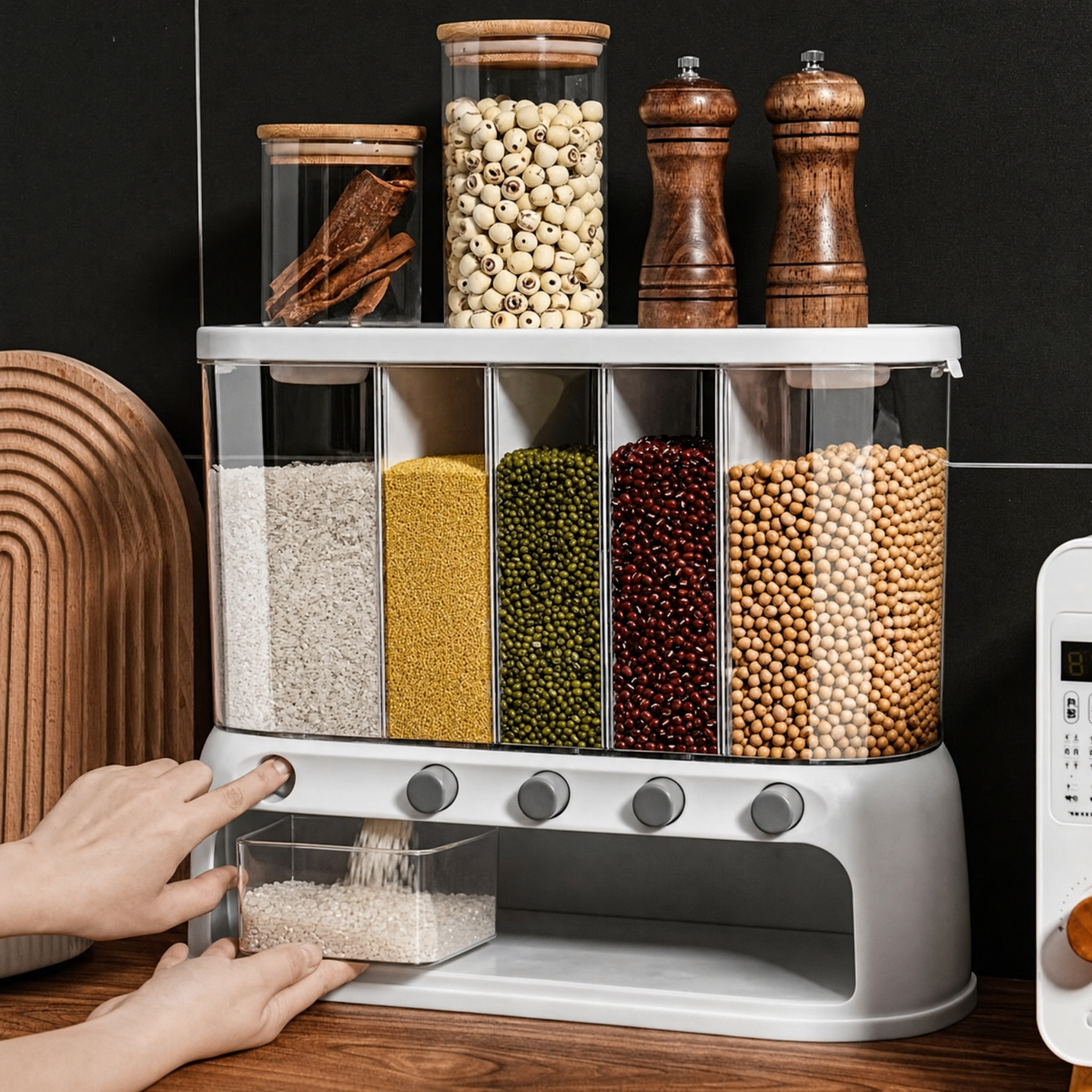 Millhouse Multi-Compartment Kitchen Grain Dispenser, view 4