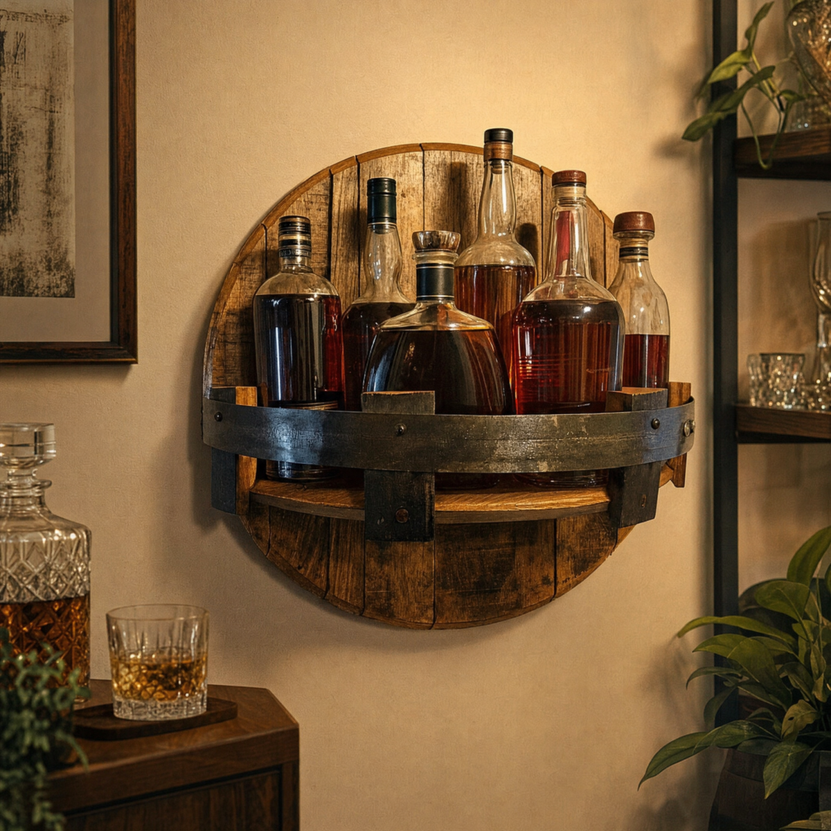 Caskwood Reclaimed-Style Barrel Wall Shelf