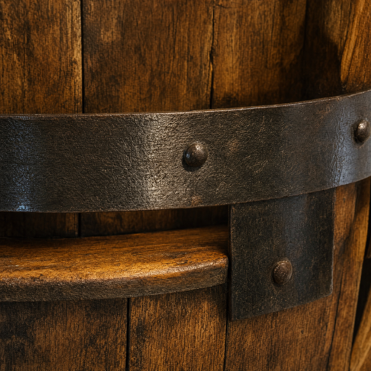 Caskwood Reclaimed-Style Barrel Wall Shelf, view 3