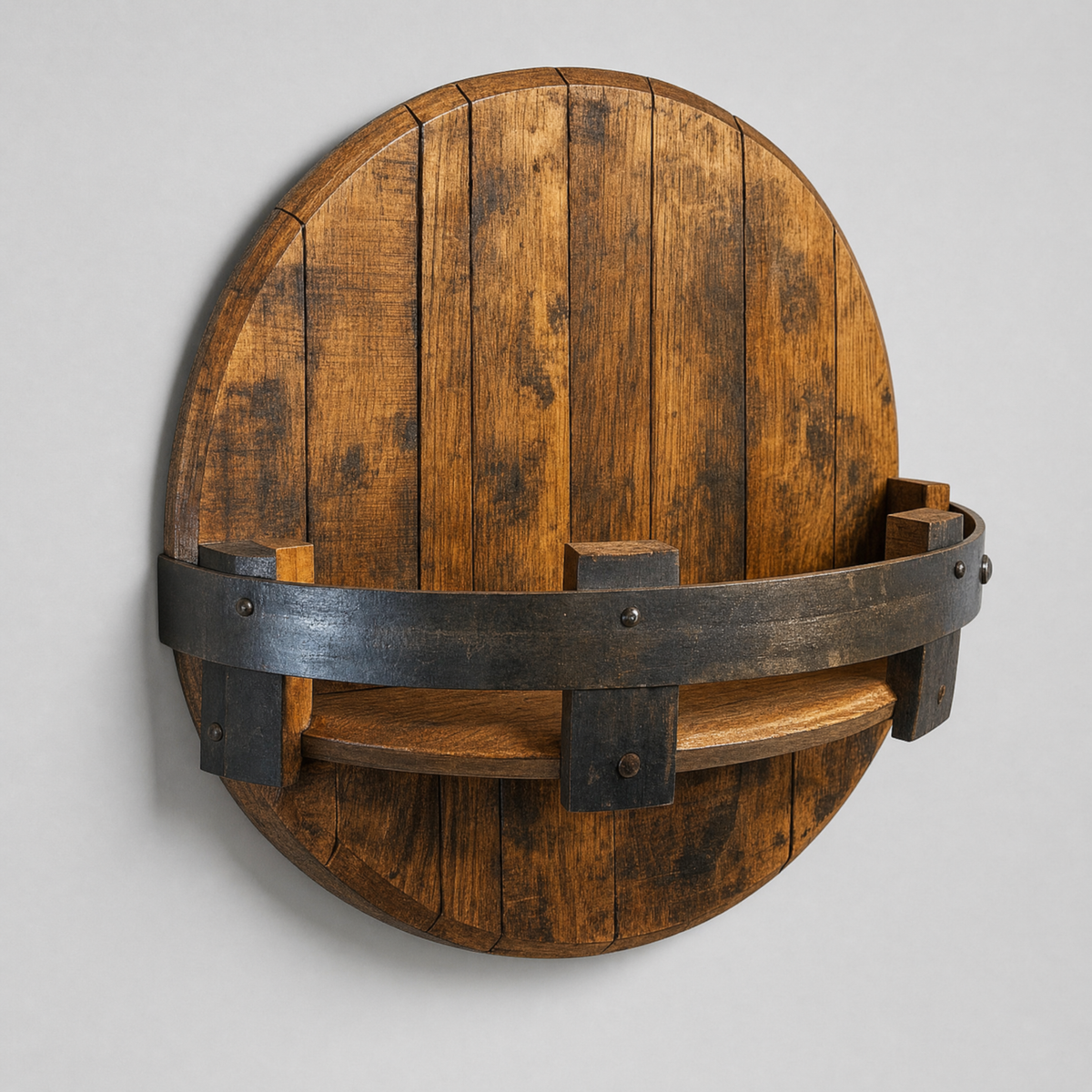 Caskwood Reclaimed-Style Barrel Wall Shelf, view 2