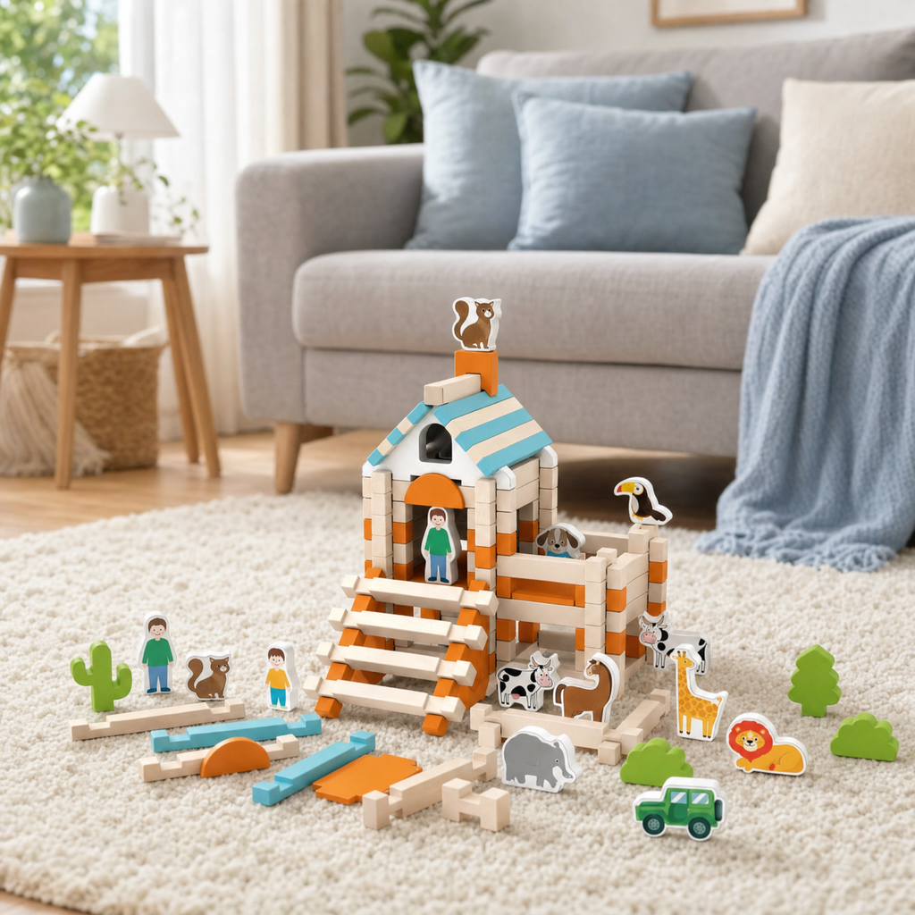 Woodventure Montessori Wooden Building Playset, view 4