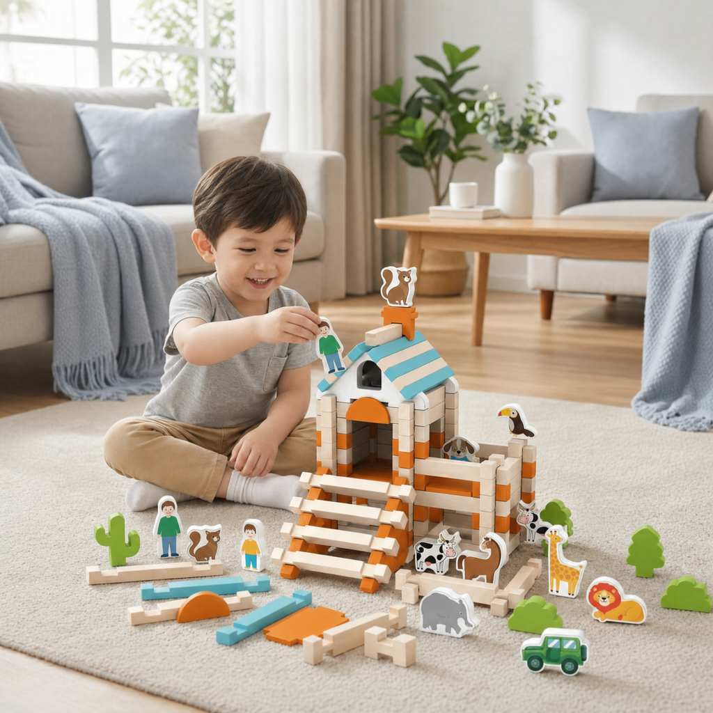 Woodventure Montessori Wooden Building Playset, view 3