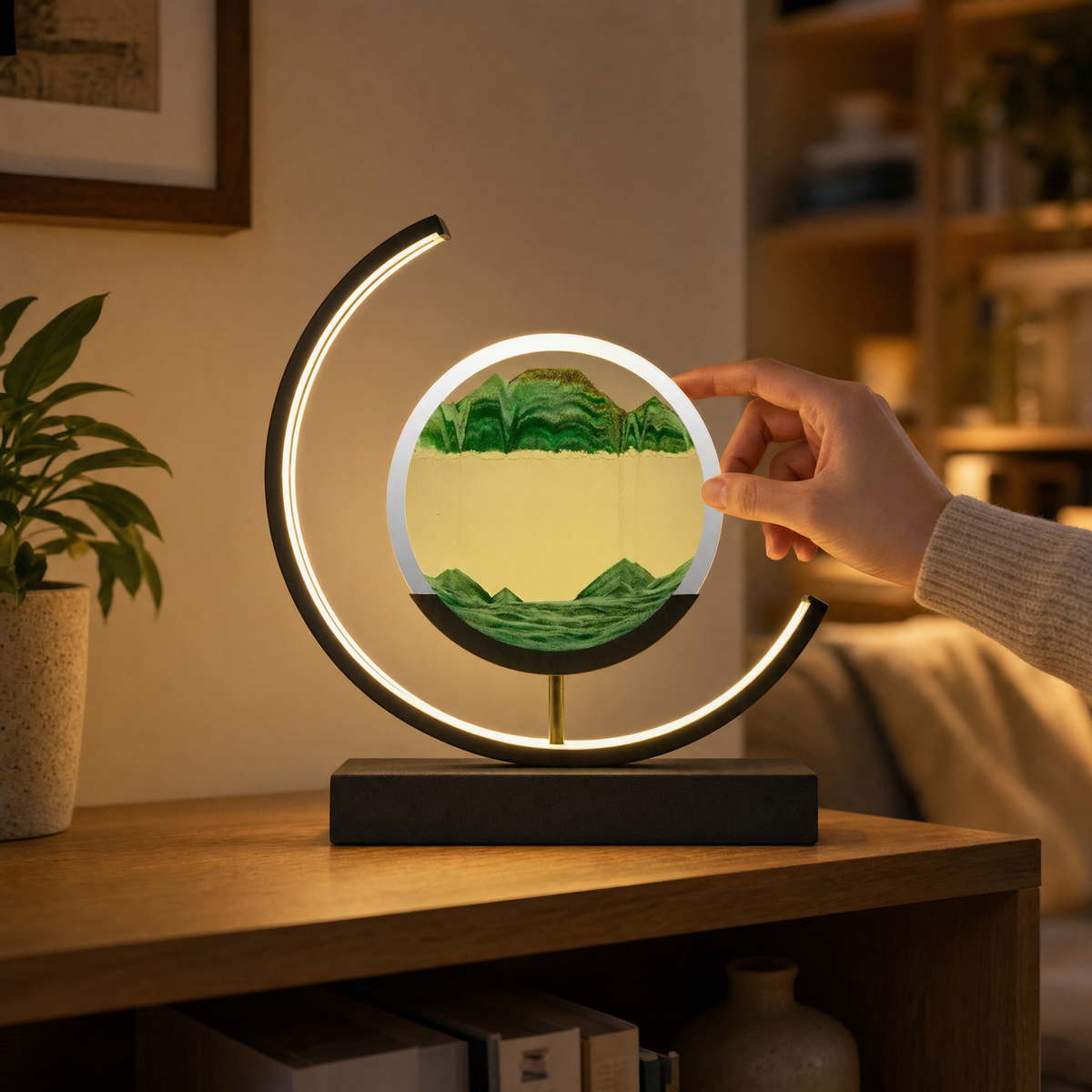 Duneglow LED Sand Art Table Lamp with 360° Rotation