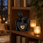Twinsoul Elegant Ceramic Couple Figurine with Gold Heart Accent, view 2