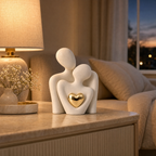 Twinsoul Elegant Ceramic Couple Figurine with Gold Heart Accent, view 4