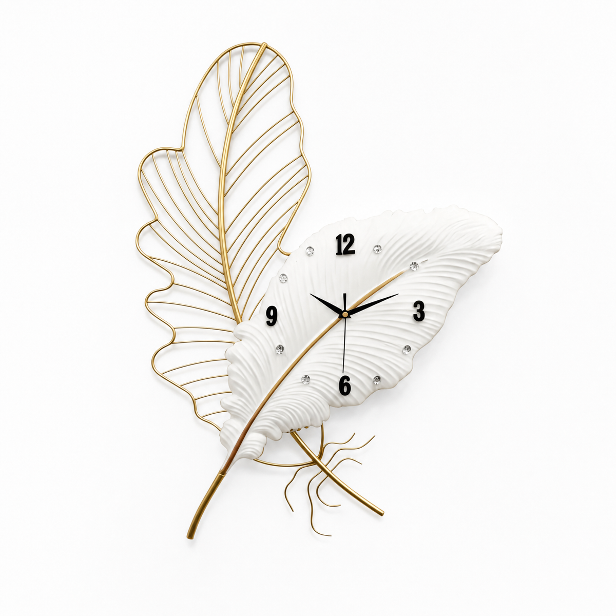 Featherglow Decorative Feather Wall Clock with LED Backlight in White