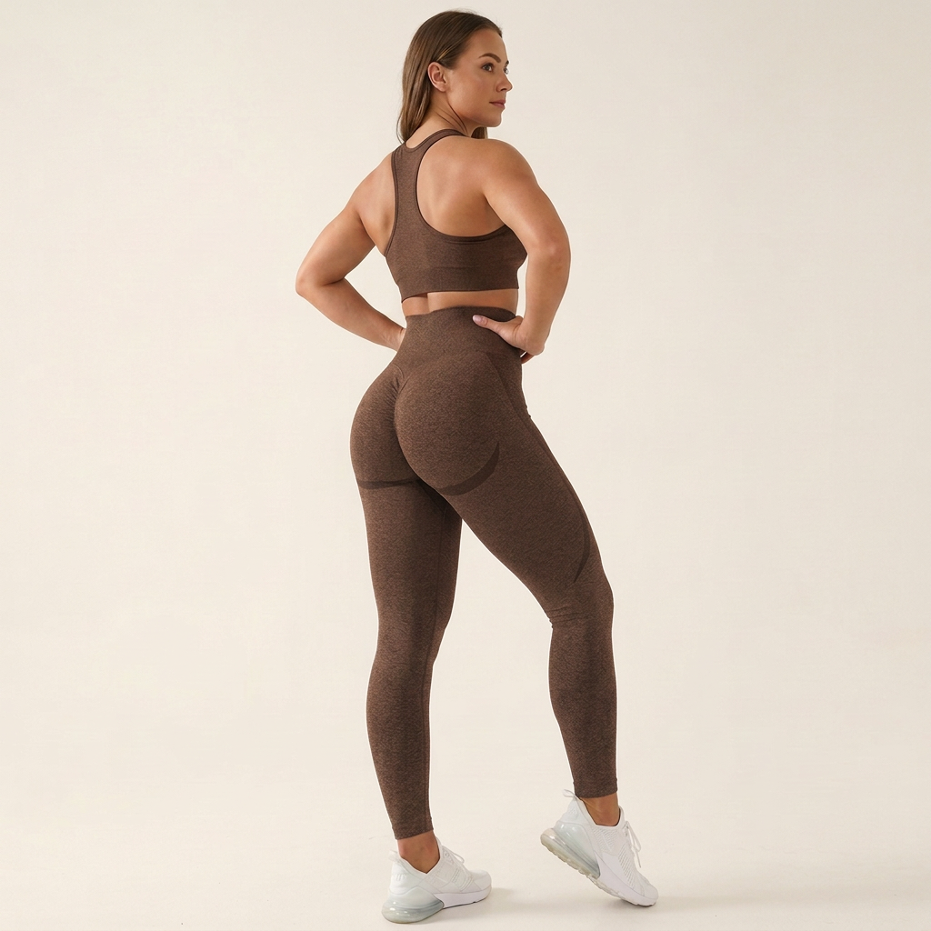 Fellstride women's seamless scrunch high waist leggings in Coffee
