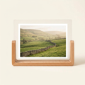 Horizontal U-shaped photo frame with beech wood base and acrylic panels