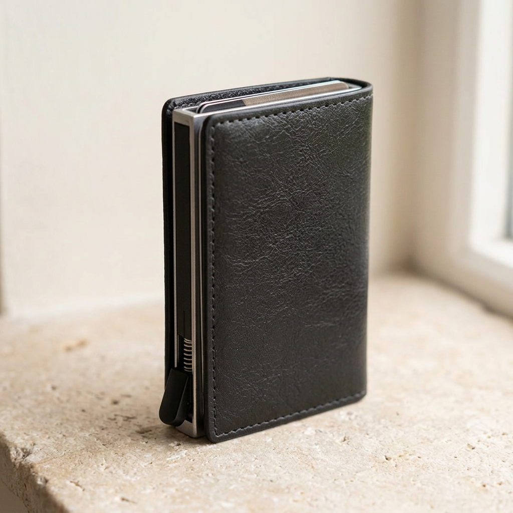 Back and side view of the slim card holder