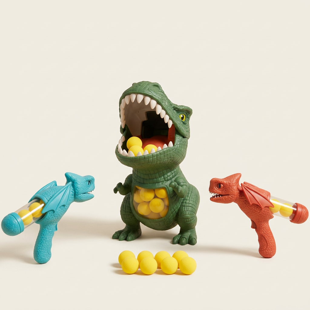 Dinosaur foam ball shooter set with 2 blasters