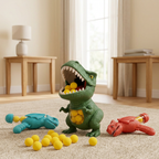 Dinosaur target game set up in the living room