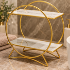 Close-up of the shelf and gold metal frame of the Marlowe organiser