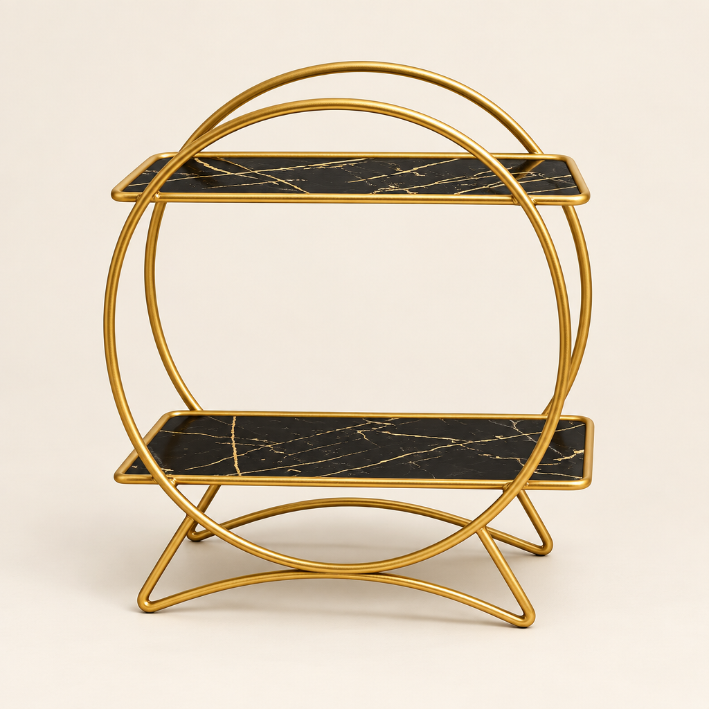 Marlowe two-tier bathroom organiser in gold and black