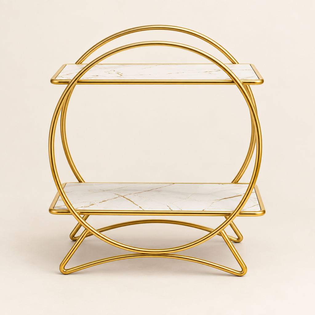 Marlowe two-tier bathroom organiser in gold and white