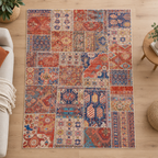 Ashbury vintage-style distressed area rug in beige, top view