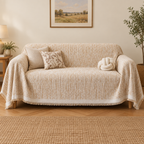 Kendal textured chenille sofa throw cover in champagne