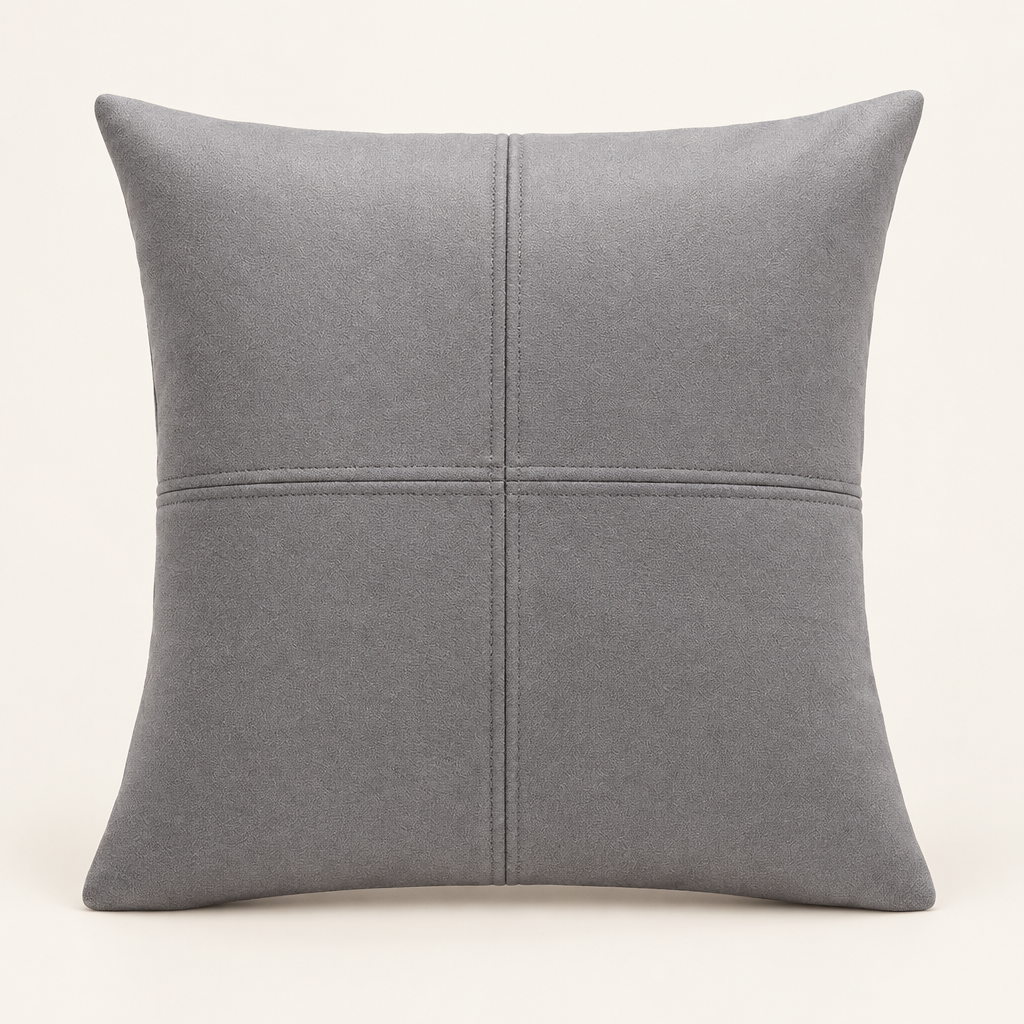 Hadley faux leather cushion cover in grey
