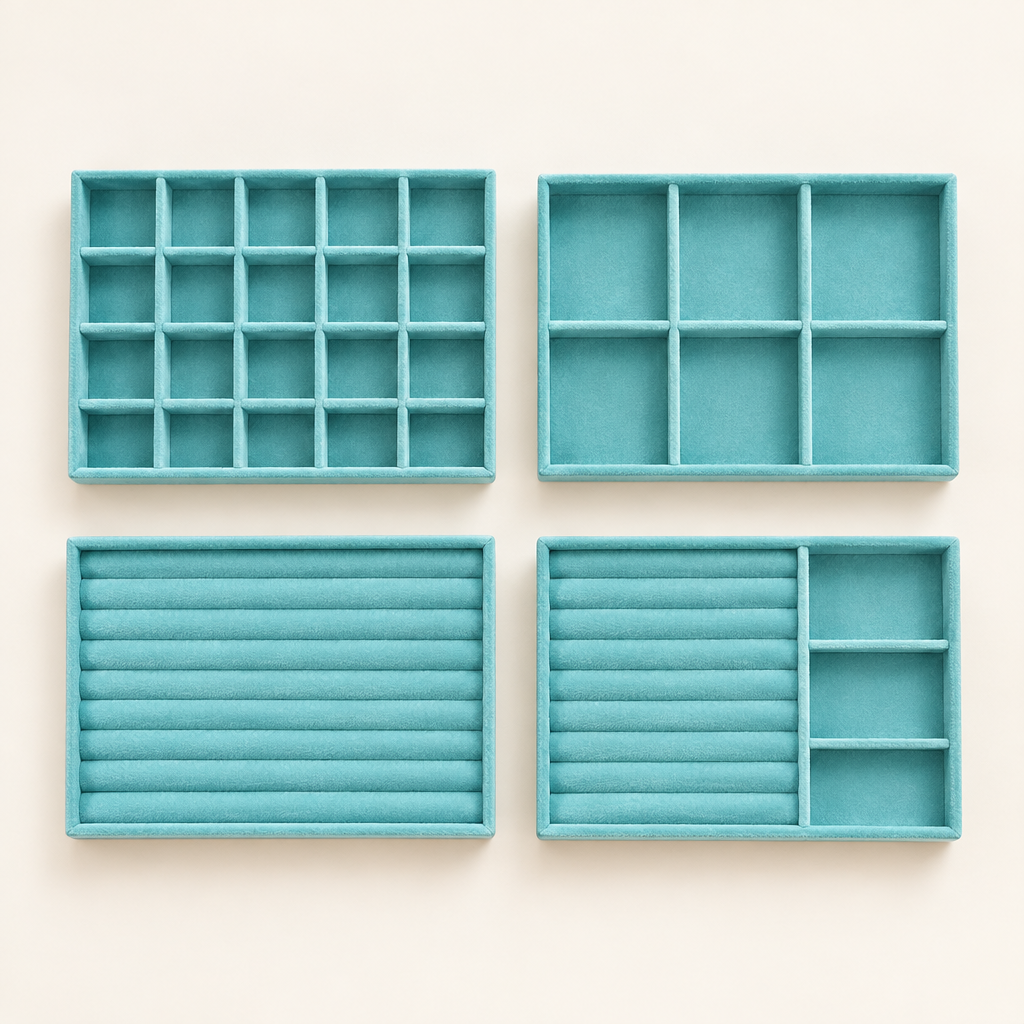 Averley jewellery organiser tray set in blue green