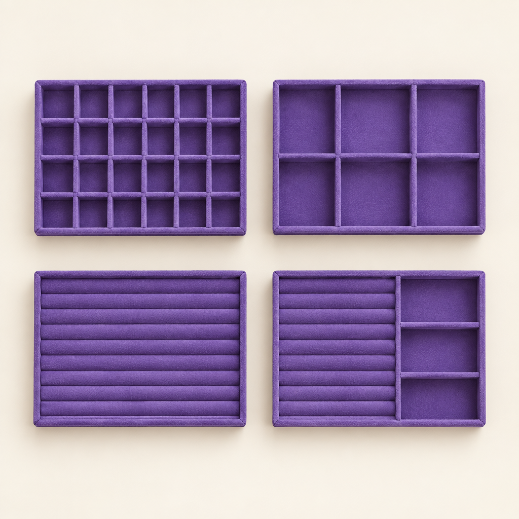 Averley jewellery organiser tray set in purple
