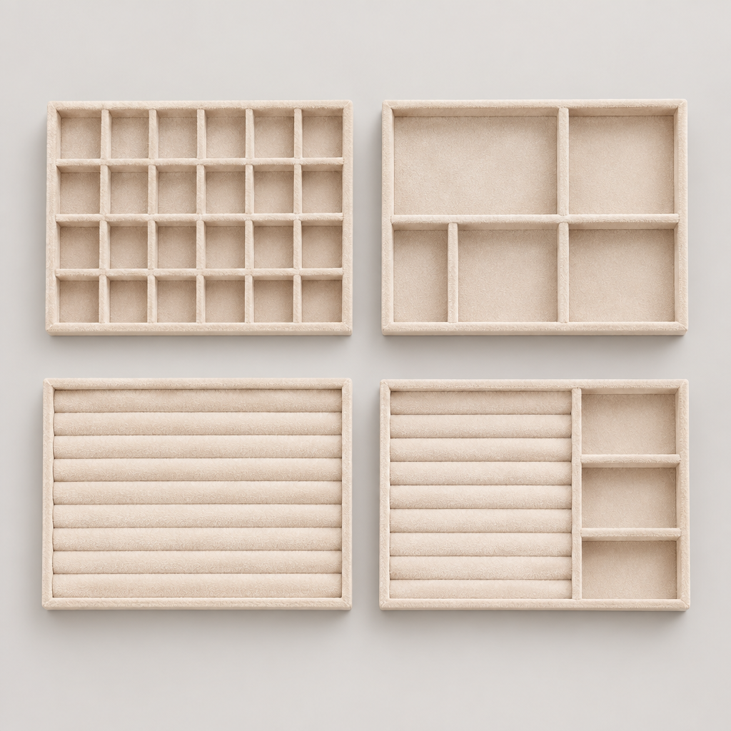 Averley jewellery organiser tray set in beige