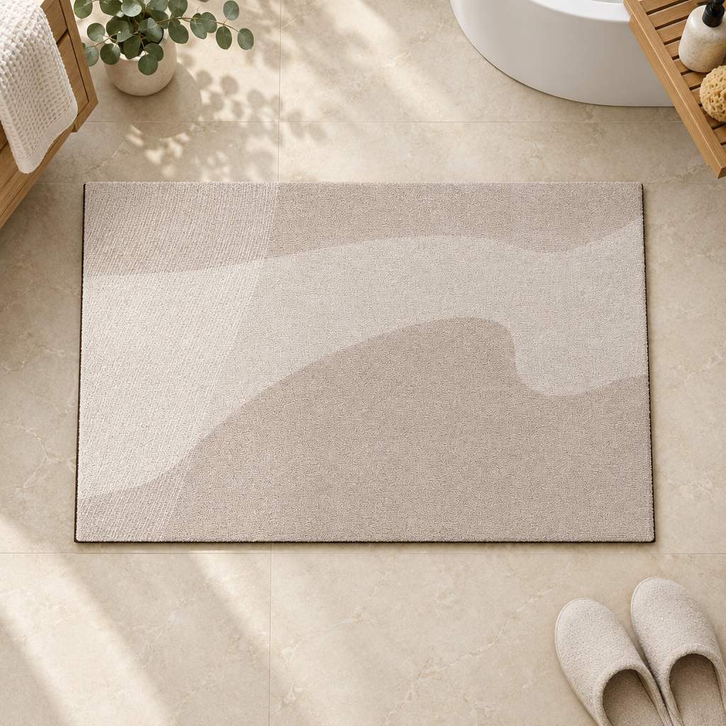 Coniston quick-dry bath mat, Beige Abstract design