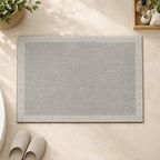 Coniston quick-dry bath mat, Grey Linen Border design