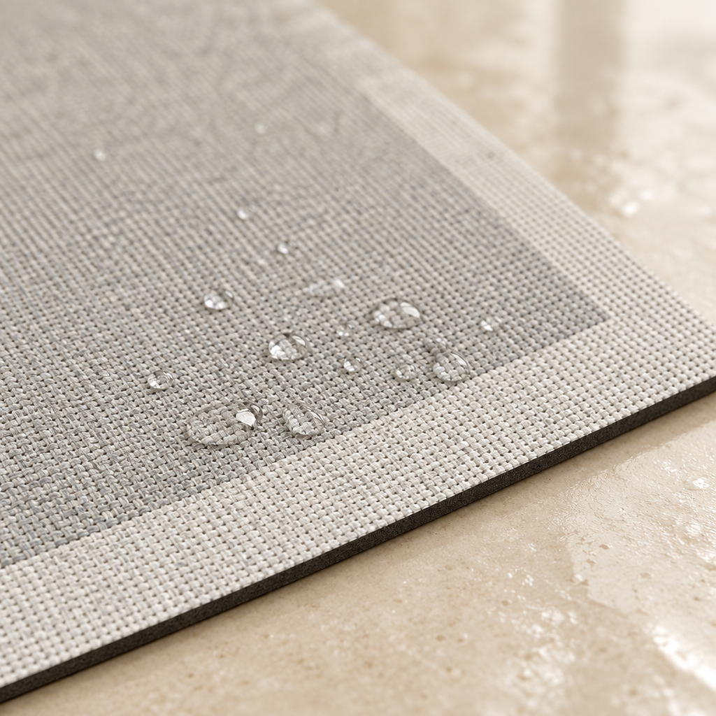 Close-up of the bath mat surface and slim edge