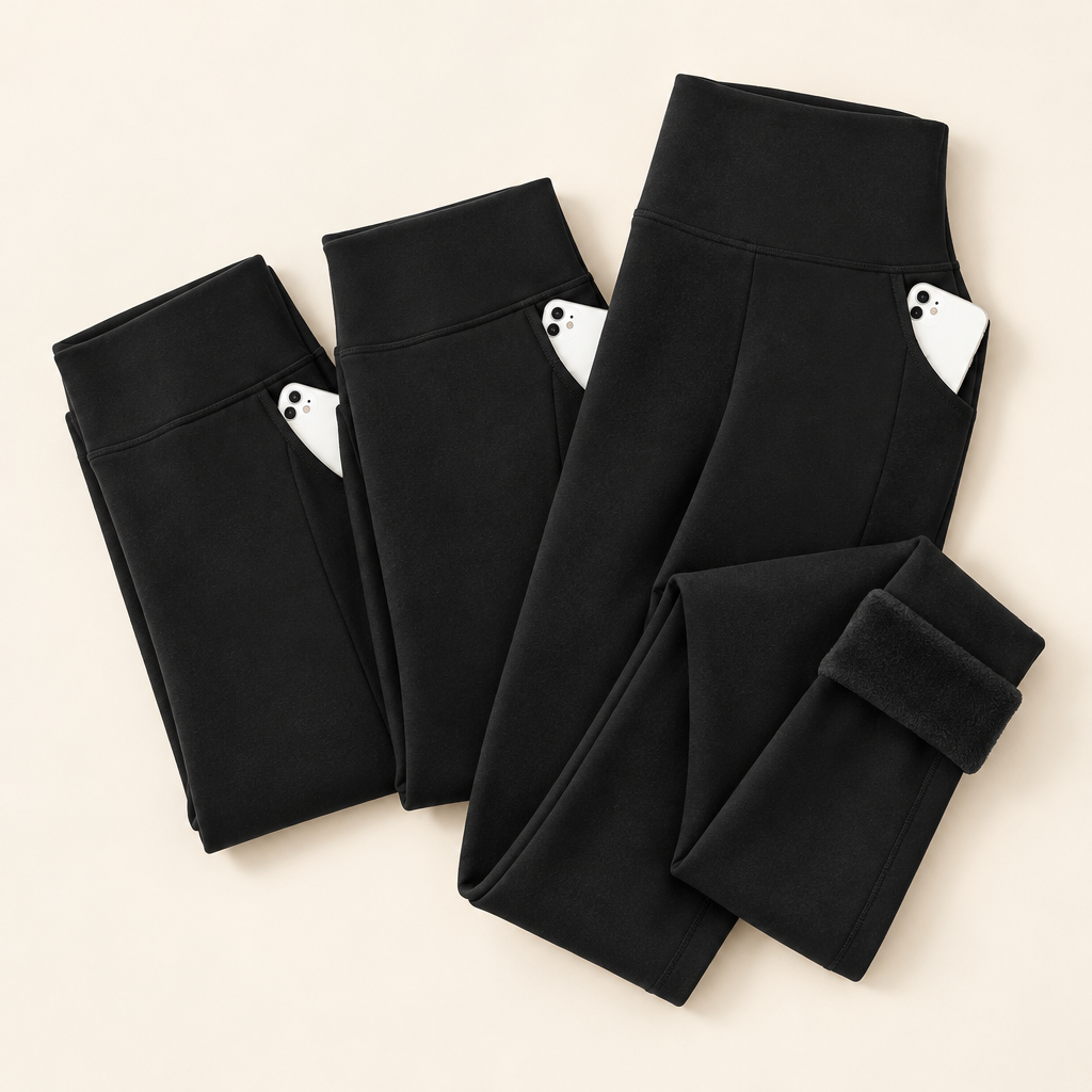 Thornby women's fleece-lined high waist leggings 3-pack in Triple Black