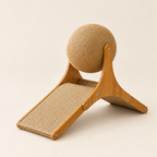 Mousehole wooden cat scratcher with sisal ball, Small