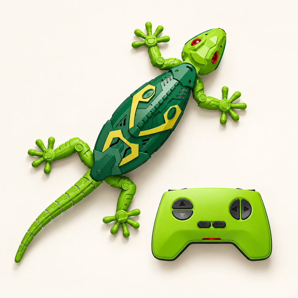 Scuttleby wall-climbing remote control lizard in green with controller
