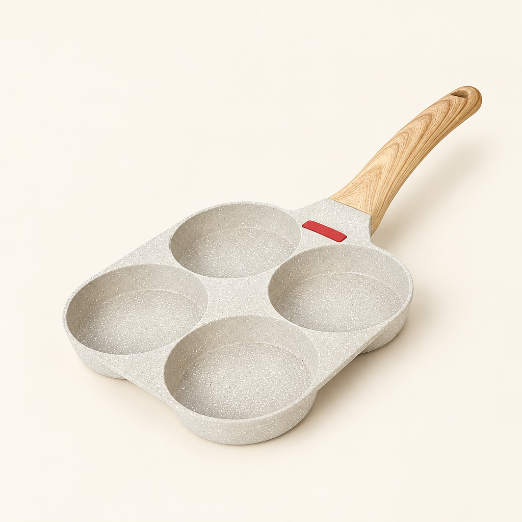 Sunnyside 4-cup non-stick egg pan in white