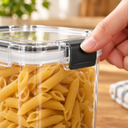 Close-up of the side-locking airtight lid clip