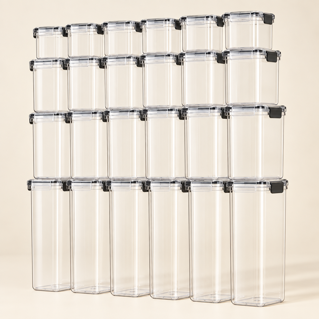 Larchfield 24-piece airtight food storage container set with black lids