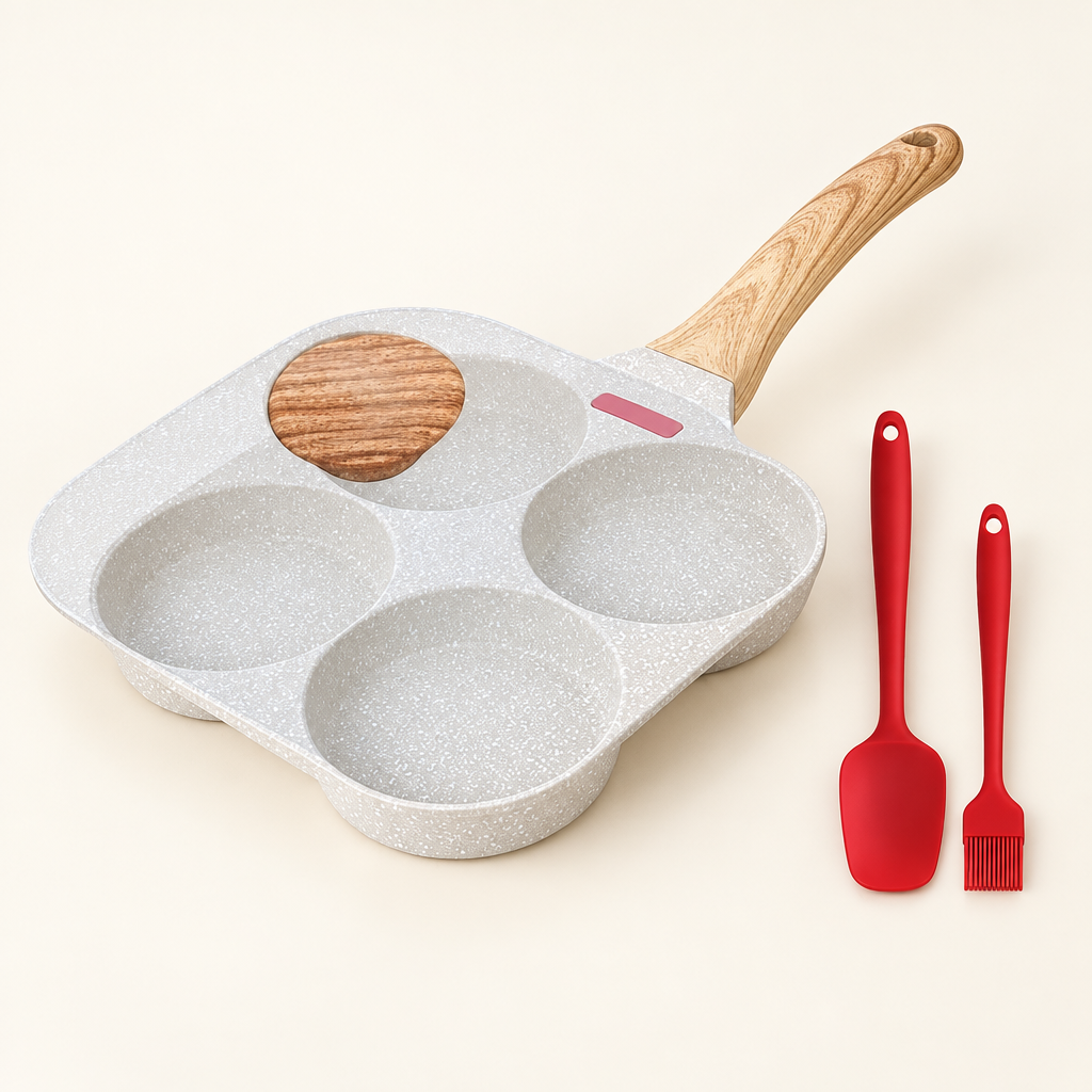Sunnyside 4-cup egg pan set in white